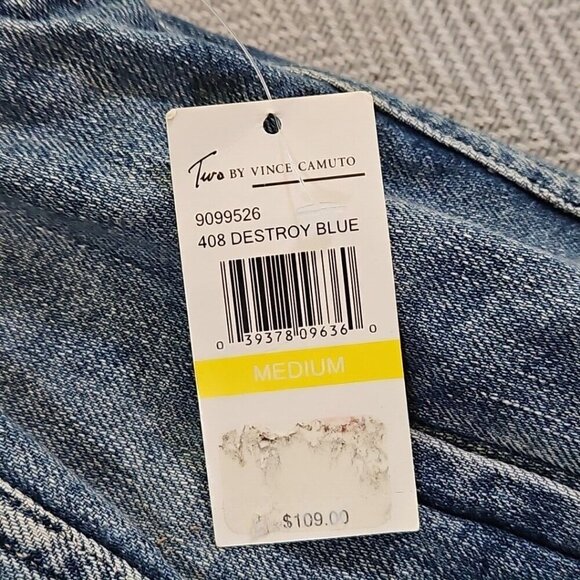 Turo by Vince Camuto Denim Vest Women's Medium Distressed Streetwear Y2K Blue - Picture 6 of 14